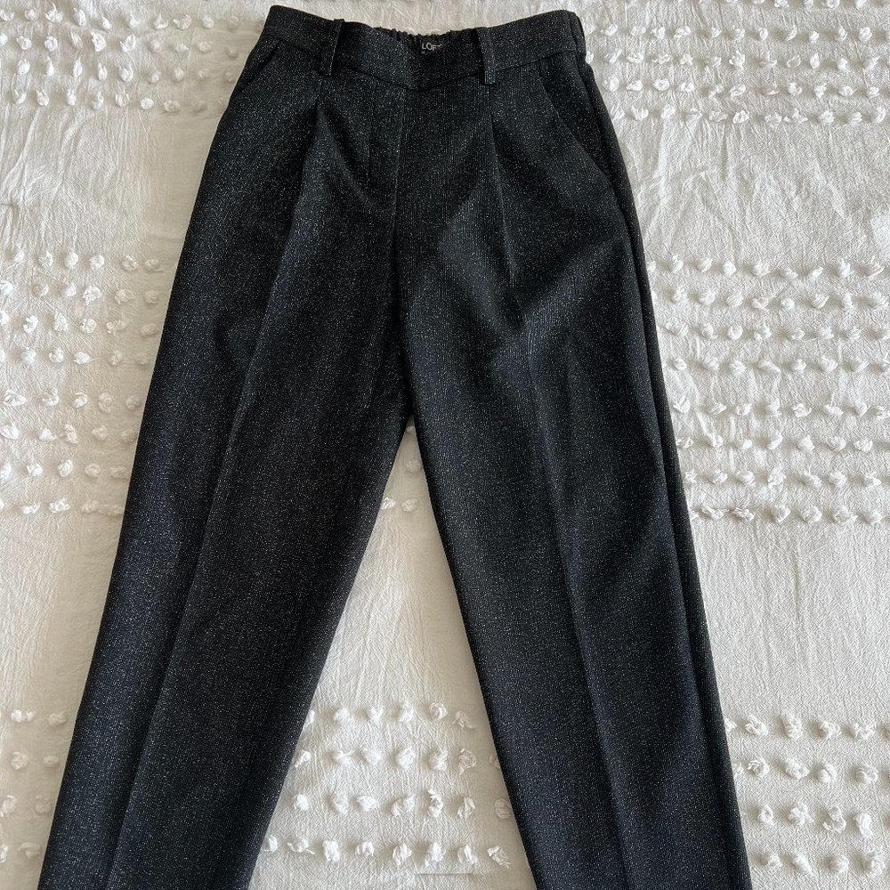 Loft by Ann Taylor NWT Shimmer Stretch Waist Black Pants